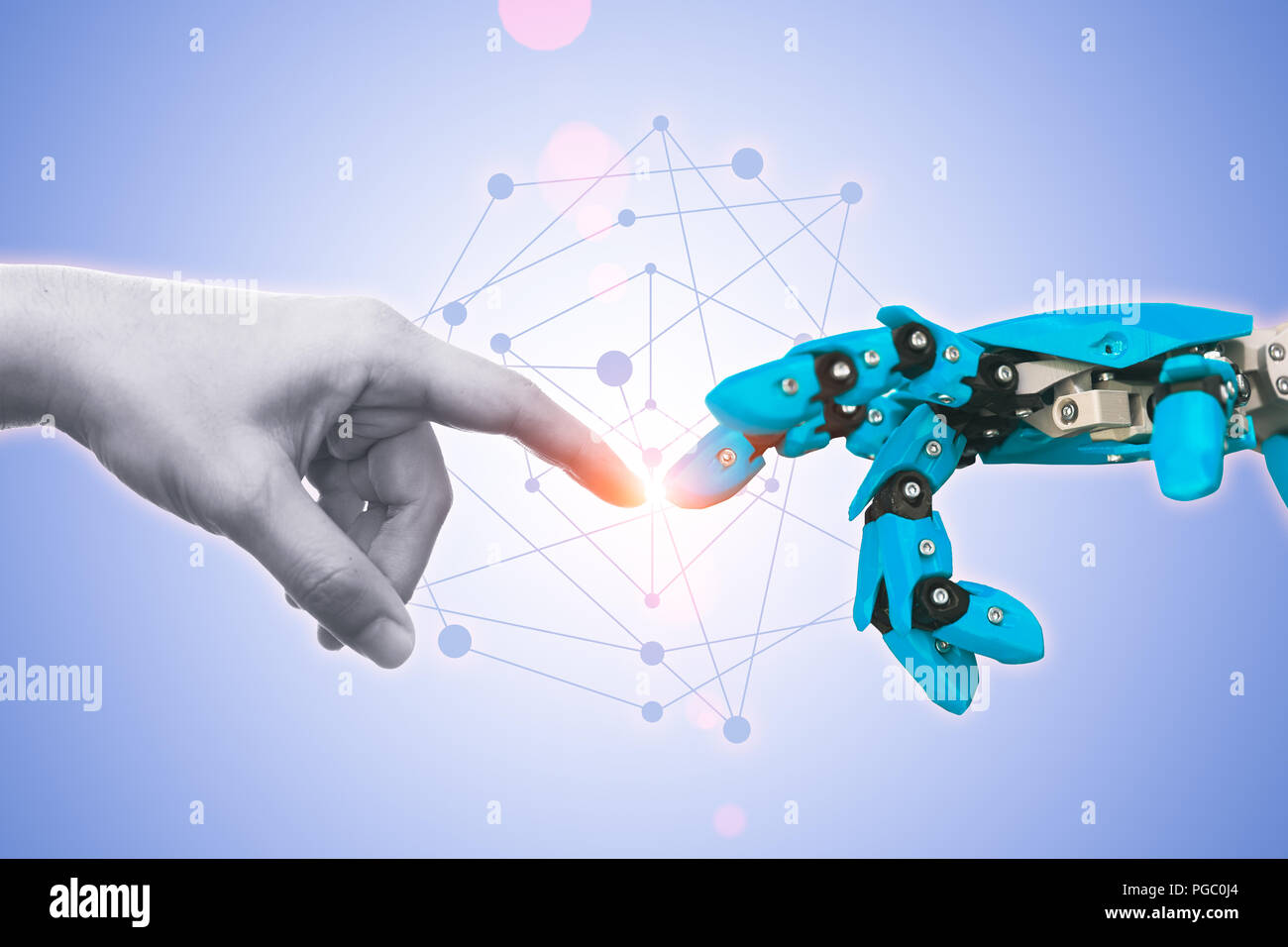 Technologie der Roboter oder Robotic engineering vernetzten Zeitalter Zukunft für Personen Konzept Stockfoto