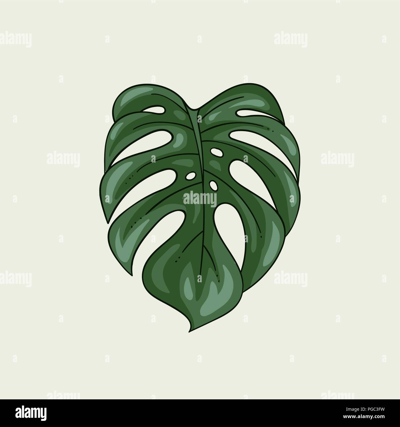 Monstera Blatt Pflanze auf weies modernes Interior poster  Vektor-illustration isoliert Stock-Vektorgrafik - Alamy