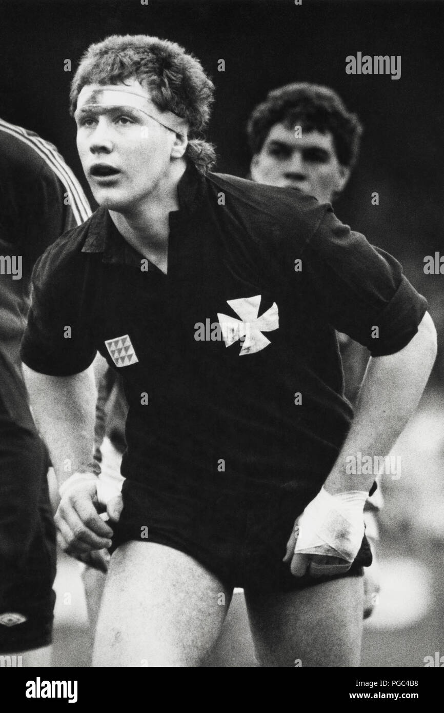 Mark Jones rugby spieler mit Neath RFC&Wales internationale dargestellt in 1987 Stockfoto