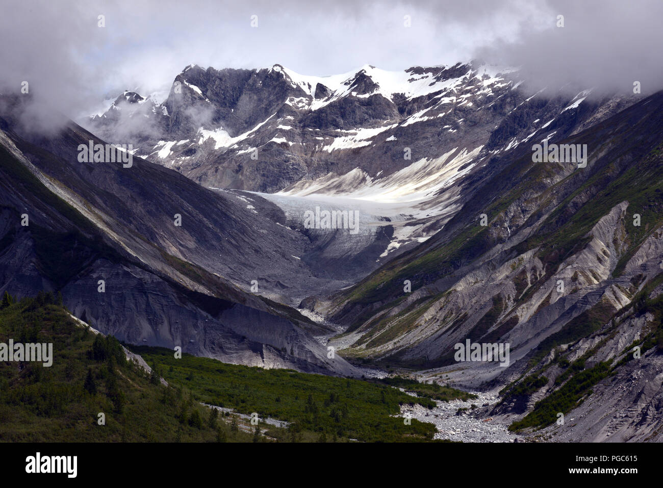 Landschaft Szene in der Glacier Bay National Park, Alaska, USA von der Holland America Line Kreuzfahrt Schiff Volendam gesehen Stockfoto
