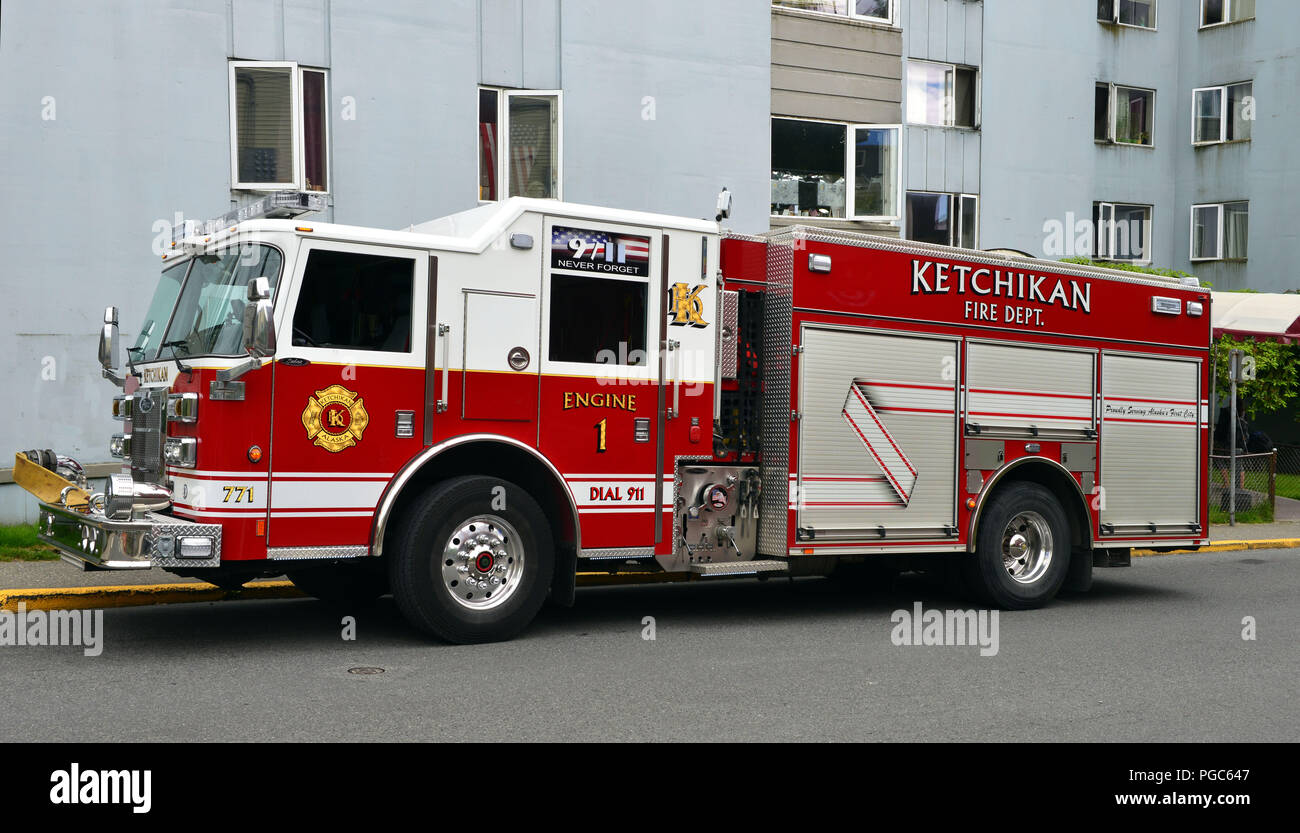 Löschfahrzeug der Feuerwehr, Ketchikan Ketchikan, Alaska, USA Stockfoto