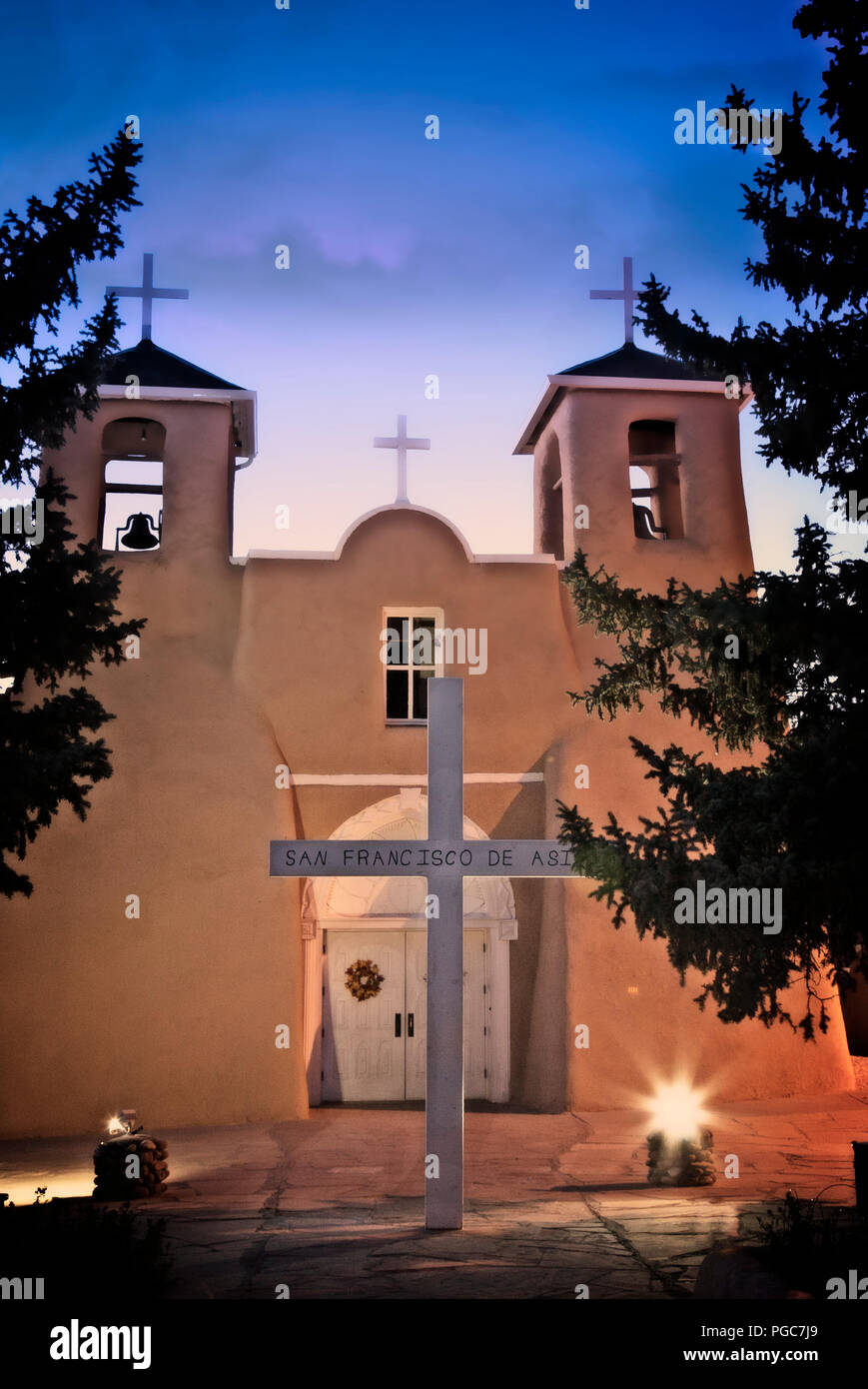 Die Mission San Francisco De Asis Kirche abgeschlossen im Jahr 1815. Ranchos de Taos, New Mexico. Stockfoto