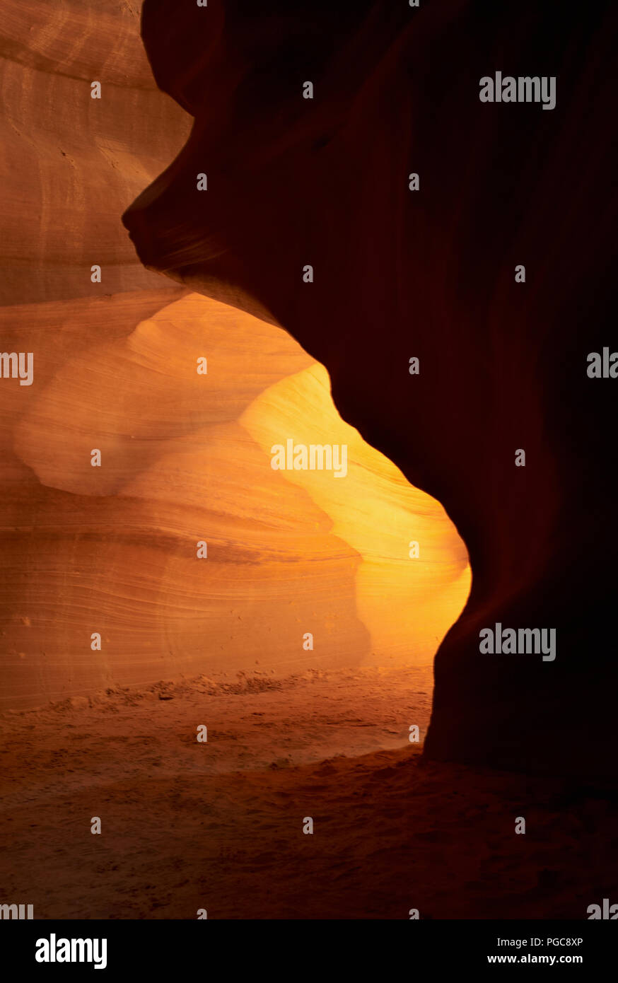 Orange Textured Rock im Antelope Canyon Stockfoto