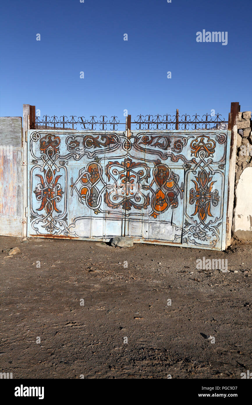 Tür in Ishkachim, GBAO, Tadschikistan Stockfoto