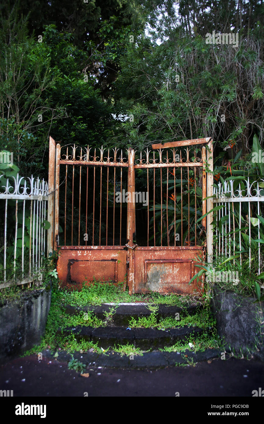 Tür Zaun in Le Tampon, Insel Reunion, Frankreich Stockfoto
