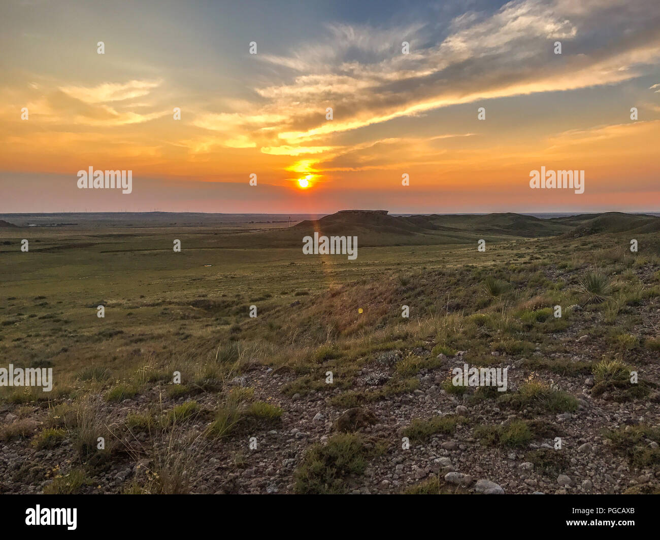 Pawnee Buttes Colorado bei Sonnenuntergang Stockfoto