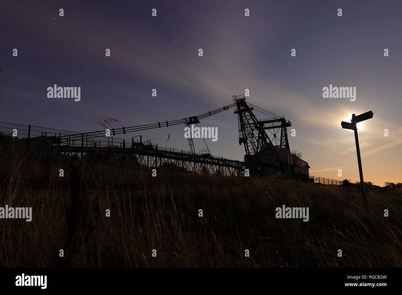 Eine erhaltene Ruston Bucyrus werden 1150 Walking Seilbagger bei RSPB St Aidan's Stockfoto