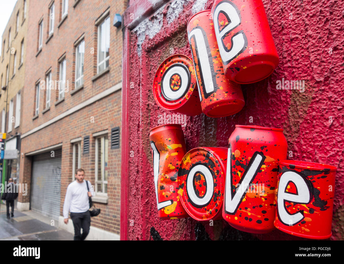 Eine Liebe trinken kann die Installation auf Dean Street, Soho, London, UK Stockfoto