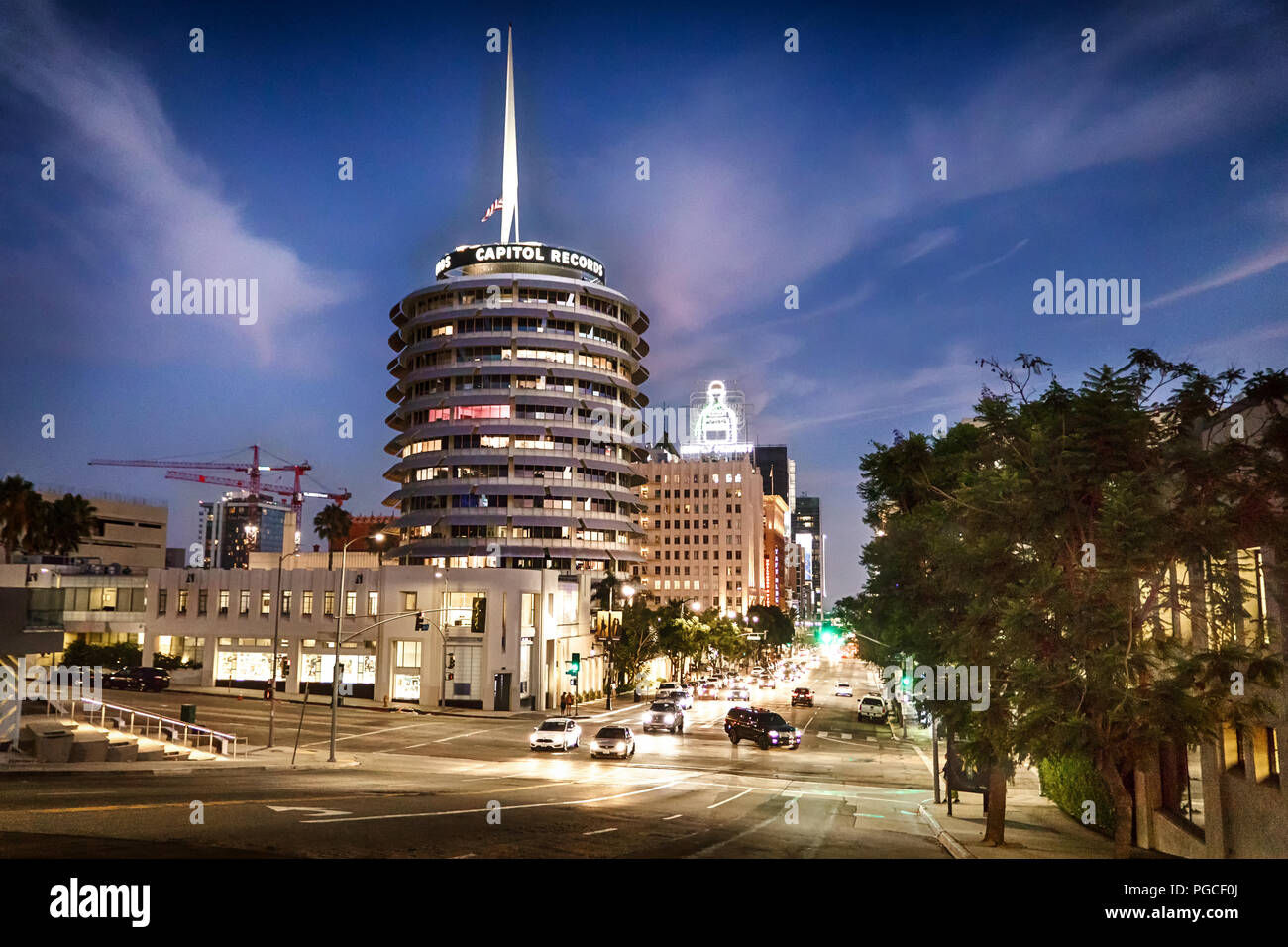 Los Angeles, Vereinigte Staaten von Amerika - 19. Juli 2017: Die Capitol Records building an der Hollywood entfernt. Stockfoto