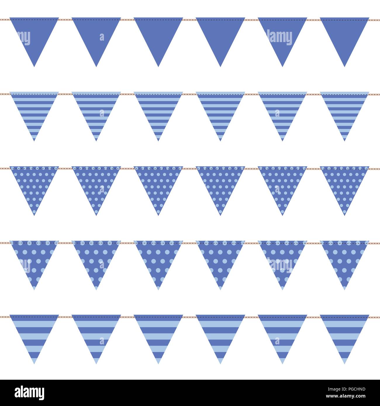 Blaue Flagge Kollektion mit Muster auf weißem Hintergrund Vektor-illustration isoliert Stock Vektor