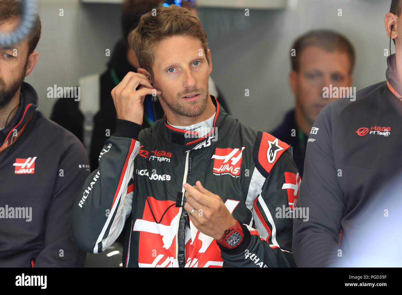 25. August 2018, Circuit de Spa-Francorchamps, Francorchamps, Belgien, Formel 1 Grand Prix von Belgien, Qualifikation; Haas F1 Team, Romain Grosjean Stockfoto