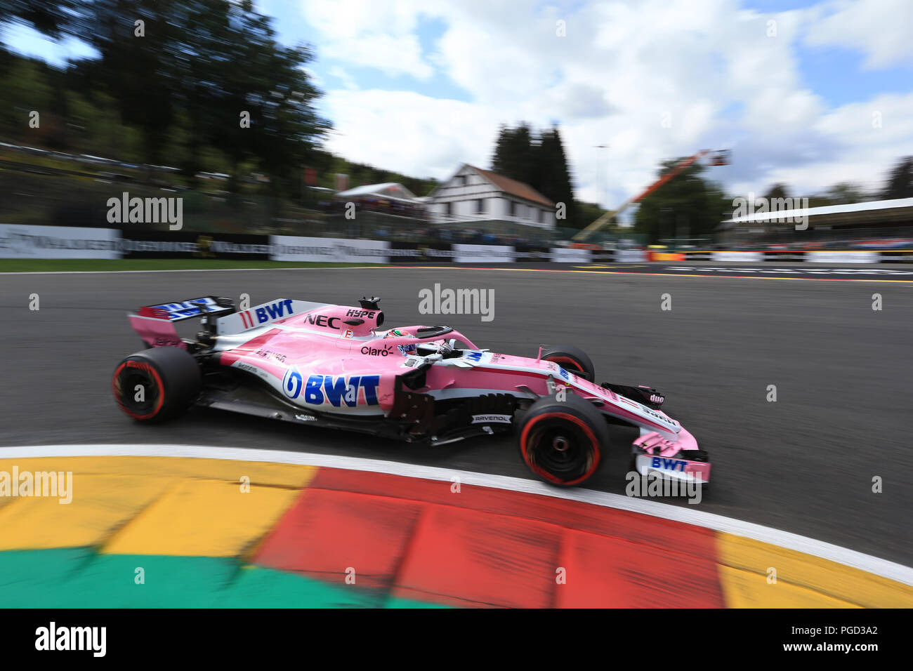 25. August 2018, Circuit de Spa-Francorchamps, Francorchamps, Belgien, Formel 1 Grand Prix von Belgien, Qualifikation; Racing Point Force India, Sergio Perez Stockfoto