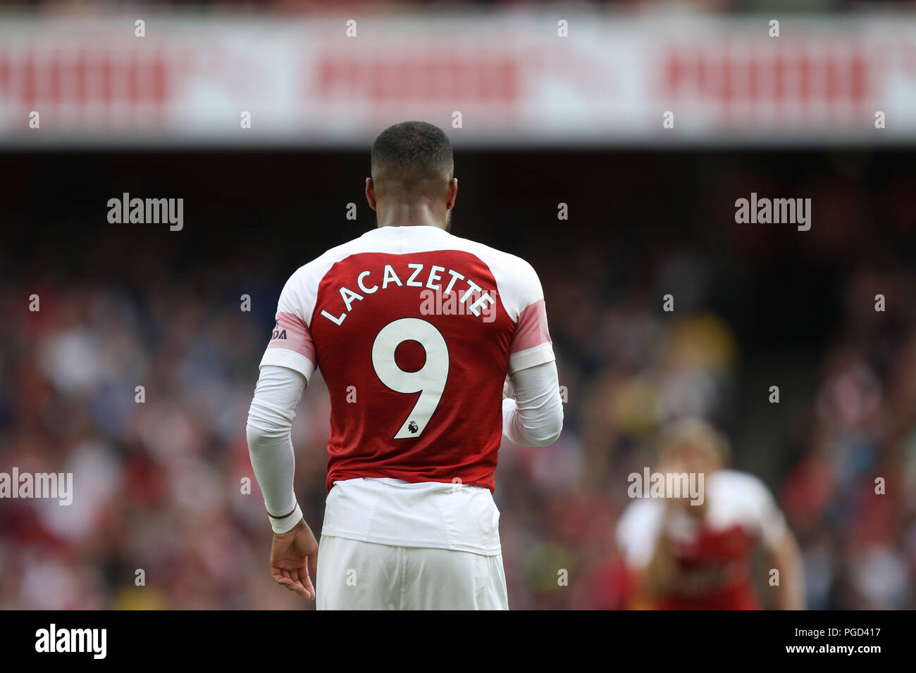 London, Großbritannien. 25. Aug 2018. Alexandre Lacazette (A) im Arsenal v West Ham United Premier League match Im Emirates Stadium, London, am 25. August 2018. ** Dieses Bild ist für die redaktionelle Nutzung nur ** Quelle: Paul Marriott/Alamy leben Nachrichten Stockfoto