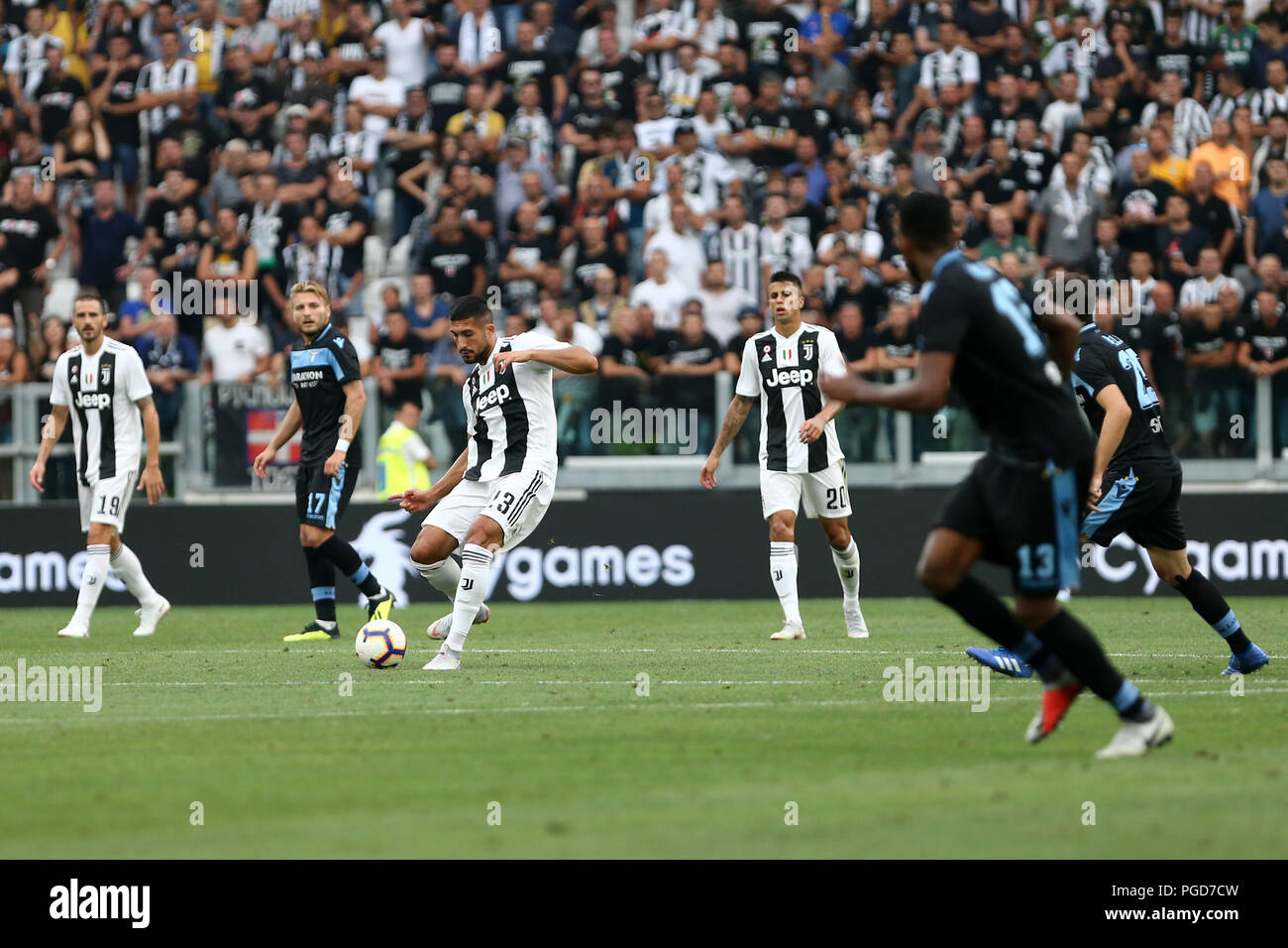 Torino, Italien. 25 August, 2018. Emre kann der FC Juventus in Aktion während der Serie ein Fußballspiel zwischen FC Juventus und SS Lazio. Credit: Marco Canoniero/Alamy leben Nachrichten Stockfoto