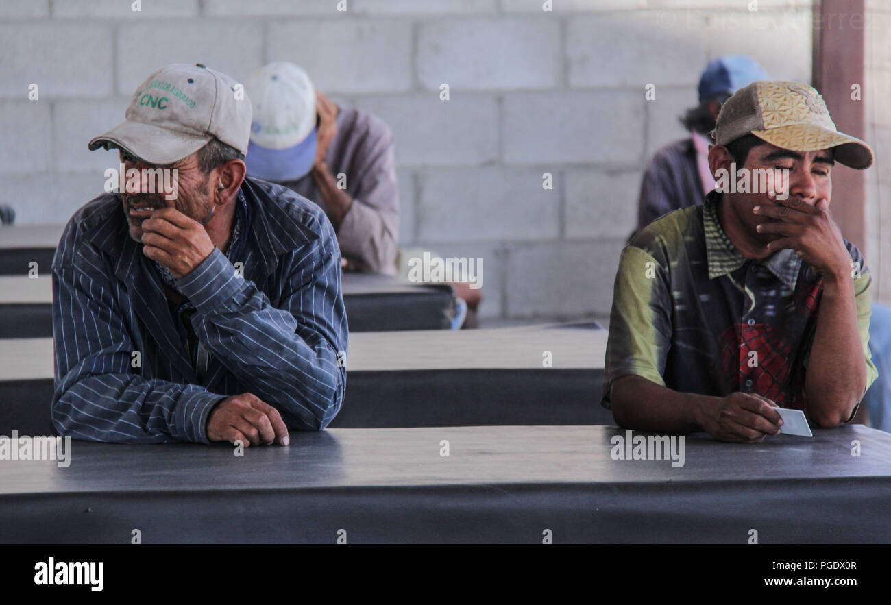 Migranten in ihrem Durchgang durch Hermosillo und den Speisesaal der Migrante in der Stadt La Victoria. Auf seiner Reise durch mexikanisches Territorium ins n Stockfoto