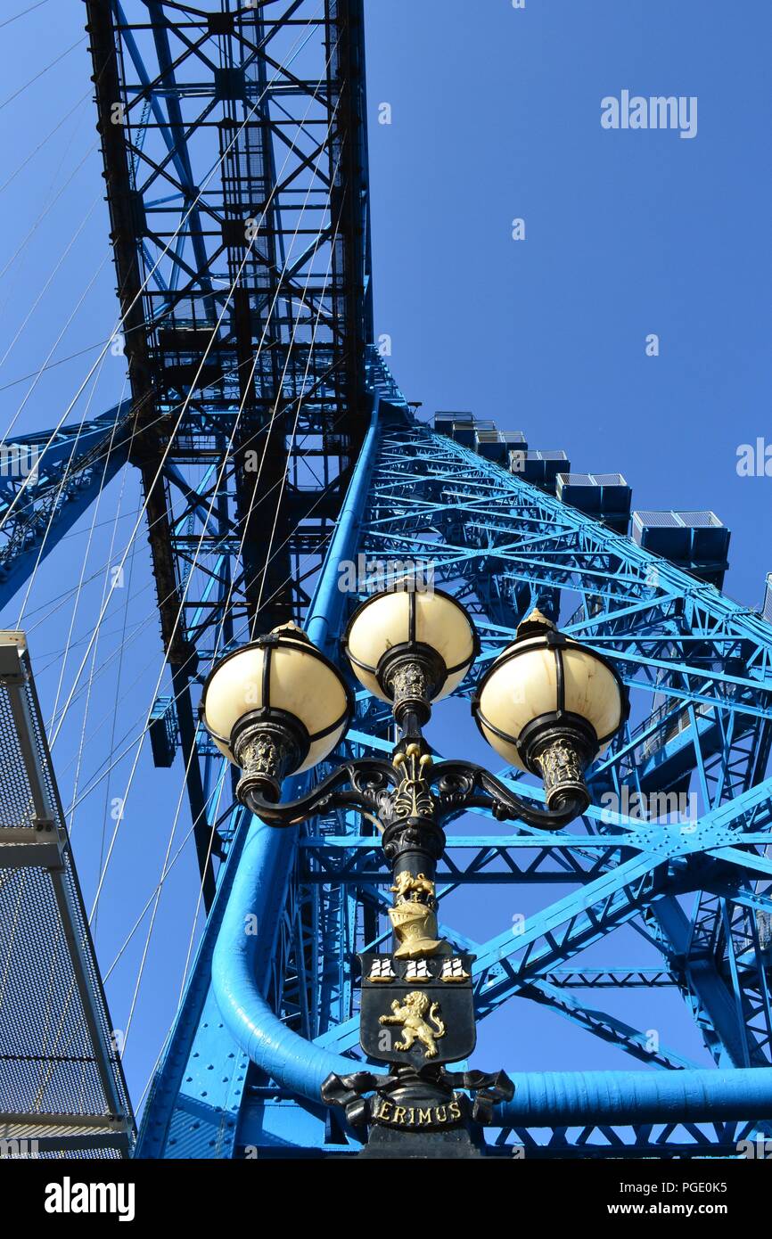 Atemberaubende Bild der historischen Schwebefähre, Middlesbrough, Großbritannien Stockfoto