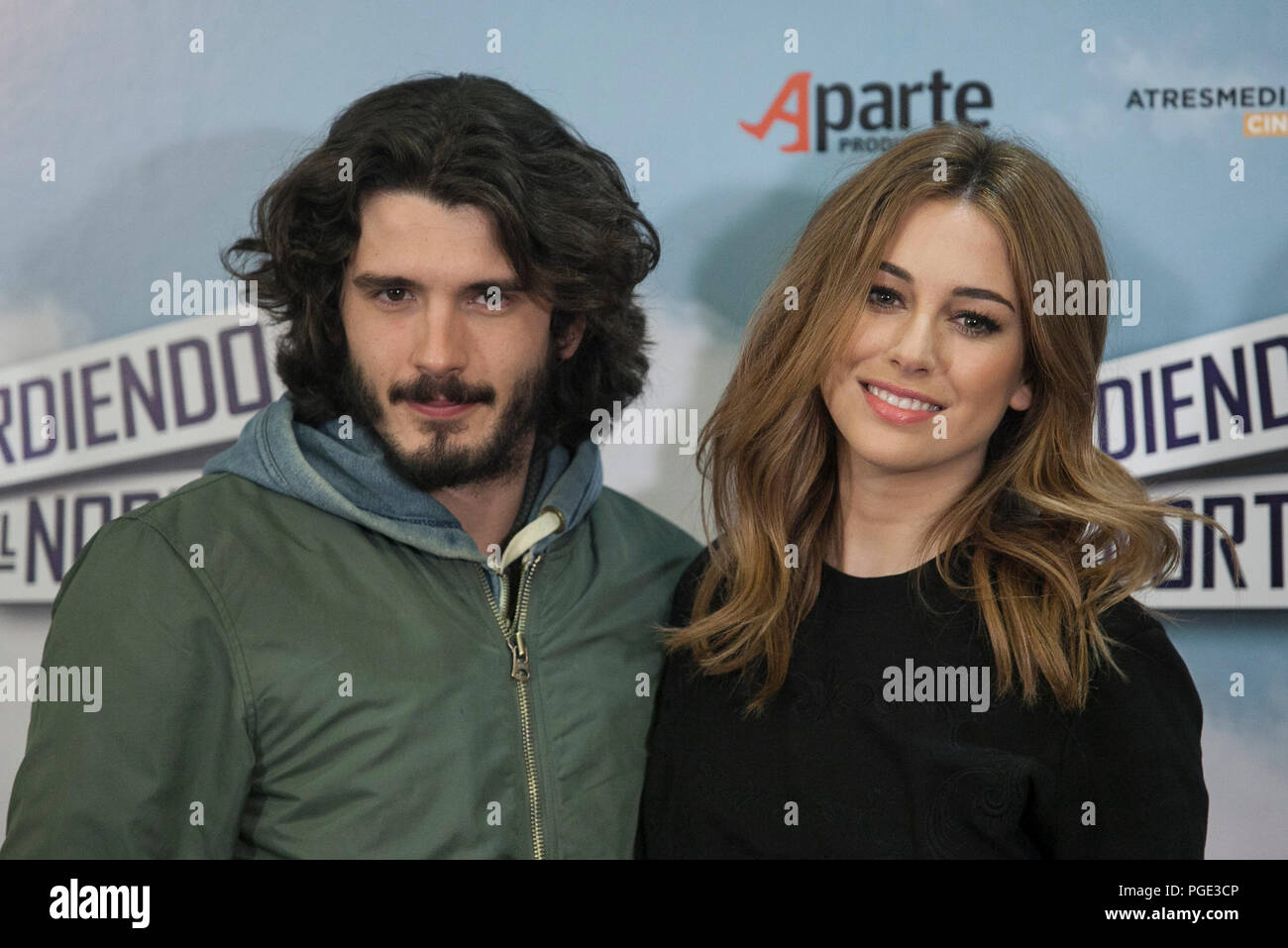 Schauspieler Yon Gonzalez und Schauspielerin Blanca Suarez darstellen, während "Perdiendo El Norte" Filmvorführung photocall in Madrid, Spanien. März 03, 2015. (ALTERPHOT Stockfoto