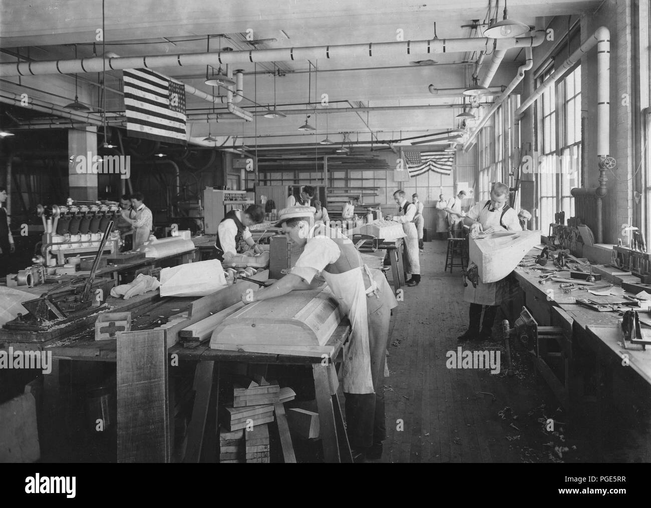 Packard Motor Car Co. in Detroit, Michigan. Gesamte Engineering von Anlagen, die ausschließlich zur US-Regierung Flugzeug experimentelle Arbeit gewidmet. Muster Shop - Holz Modelle Stockfoto