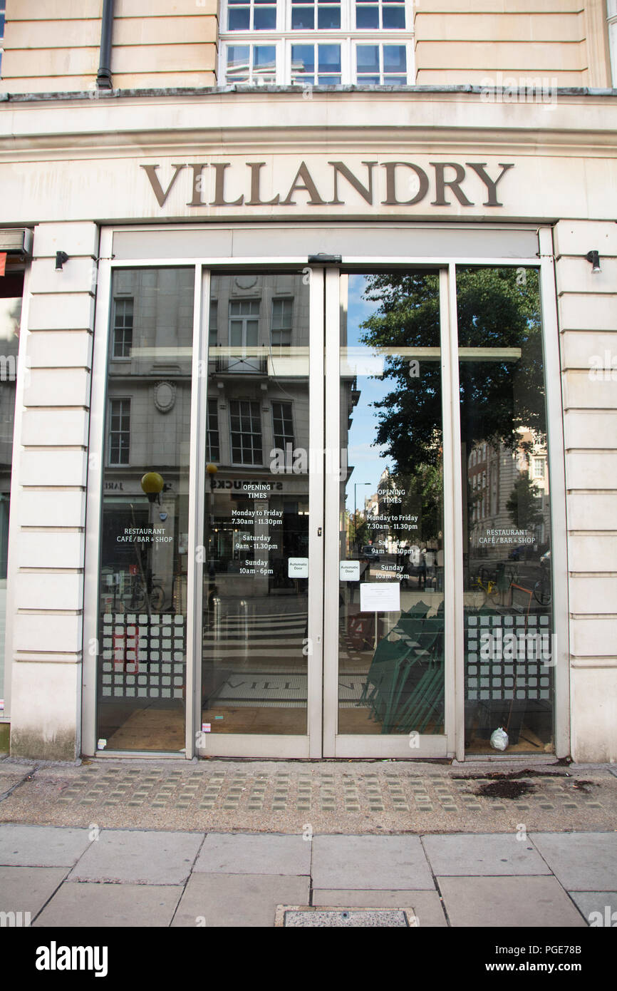 Die jetzt Villandry Restaurant an der Great Portland Street, Westminster, London, W1 geschlossen, Stockfoto