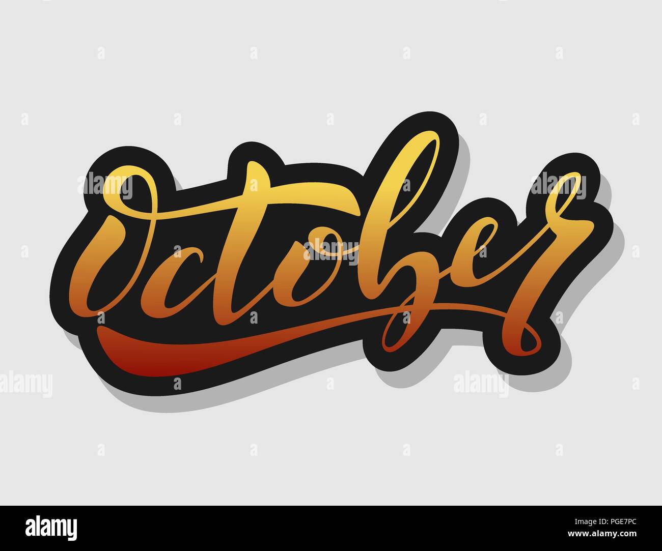 Hand Schriftzug Oktober unterzeichnen neues Jahr Monat logo ombre Schriftzug dekorativen Typografie gradient Kalligraphie Stockfoto