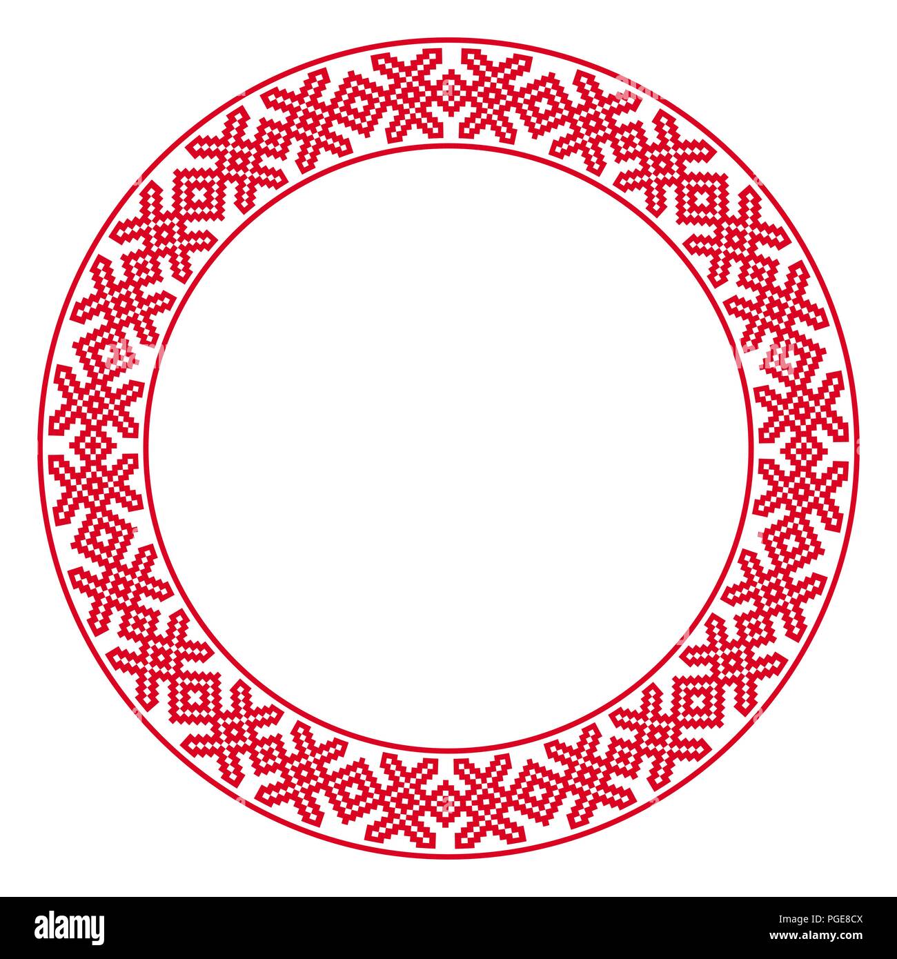 Traditionelle runde Stickerei. Vector Illustration der ethnischen Runde geometrische gestickte Muster für Ihr Design Stock Vektor
