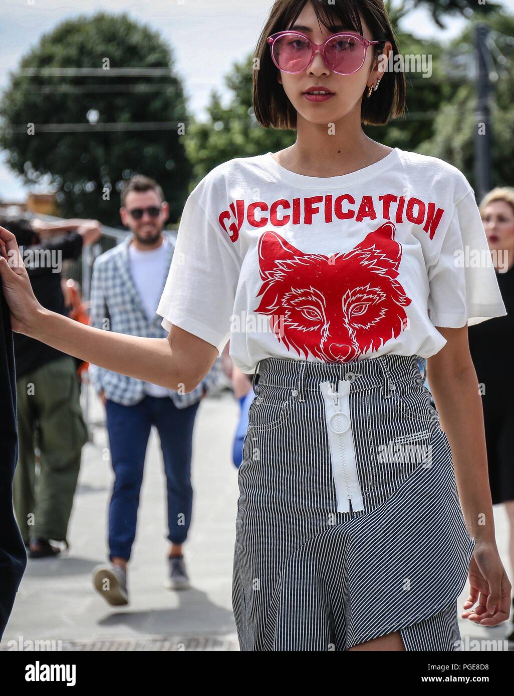 Florenz, Italien. 14 Juni, 2018. Florenz-14 Juni 2018 Frauen auf der Straße während der Pitti. Credit: Mauro Del Signore/Pacific Press/Alamy leben Nachrichten Stockfoto