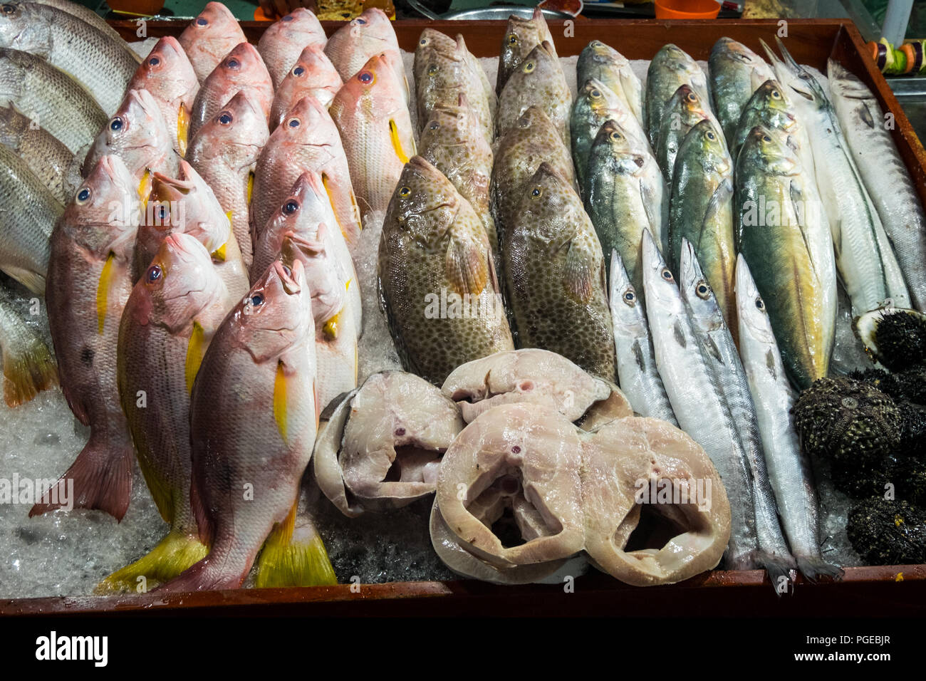 Die Dinh Cau Night Market in Duong Dong, Insel Phu Quoc in Vietnam. Stockfoto