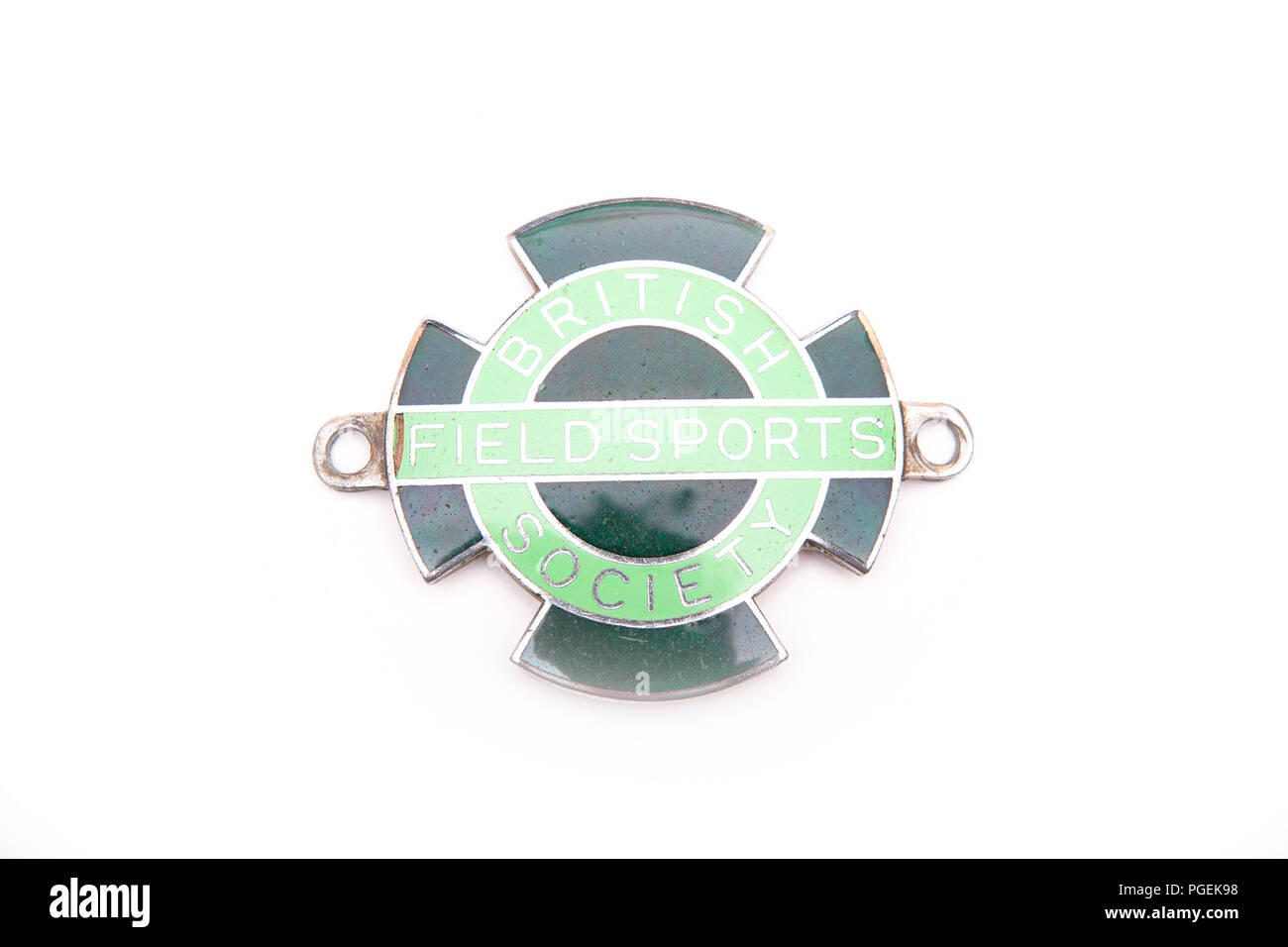 Ein British Field Sports Society (Bfss) Metall auto Stoßstange Abzeichen. Aus einer Sammlung von sportlichen Geschehen. North Dorset England UK GB Stockfoto