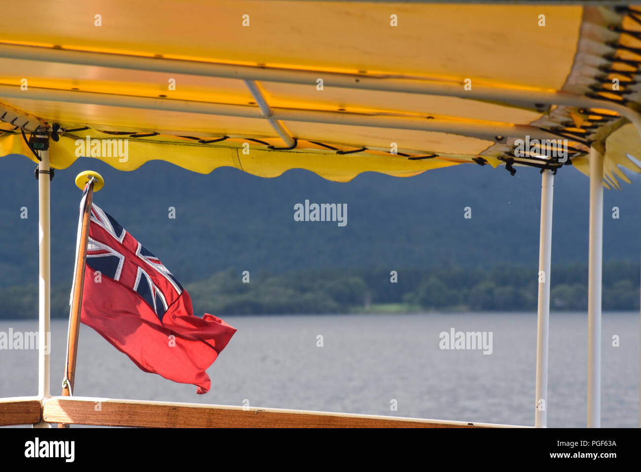 Union Jack Flagge auf einem Boot Stockfoto