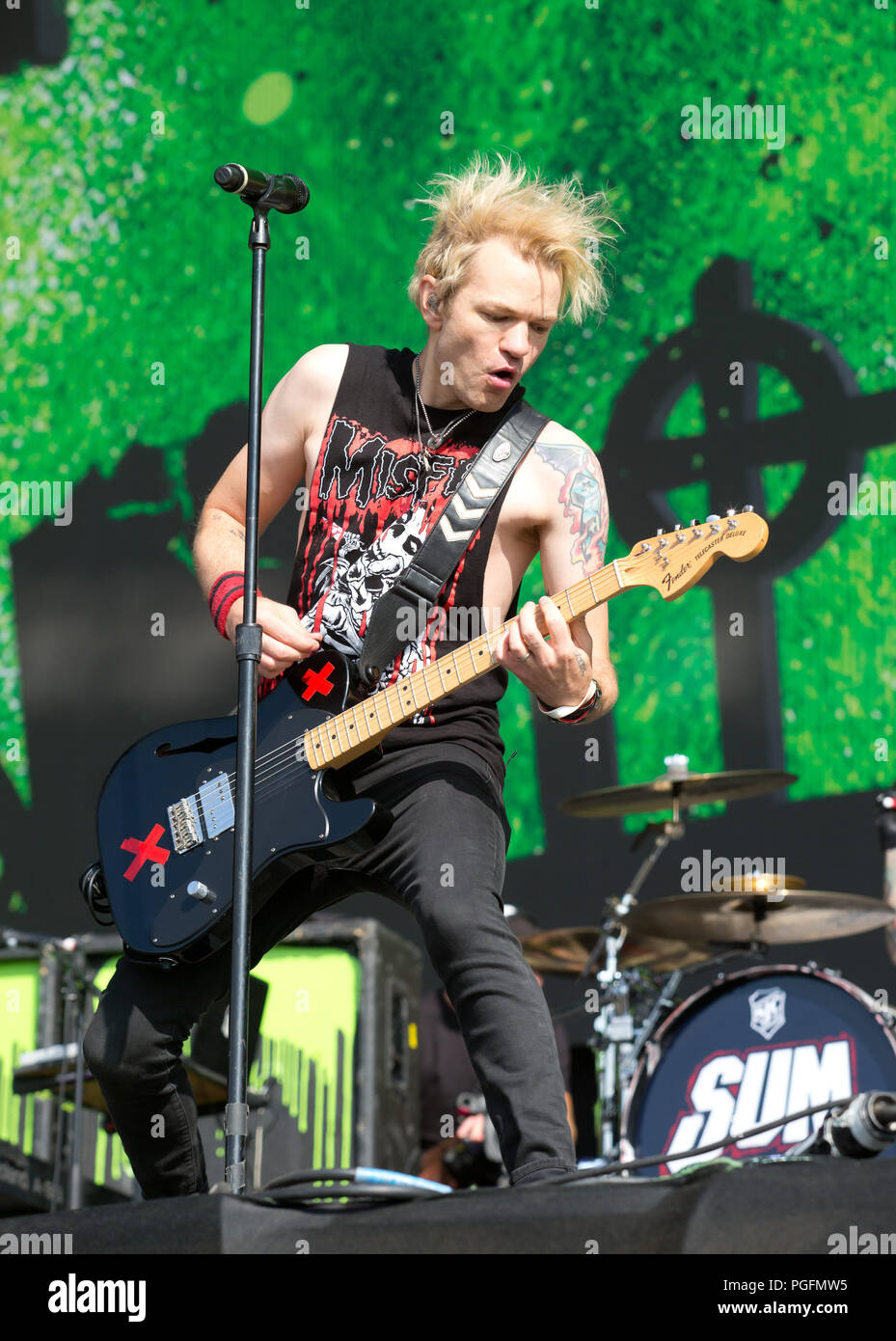 Sum 41 treten am zweiten Tag beim Reading Festival am 25. august 2018 auf der Hauptbühne auf Stockfoto