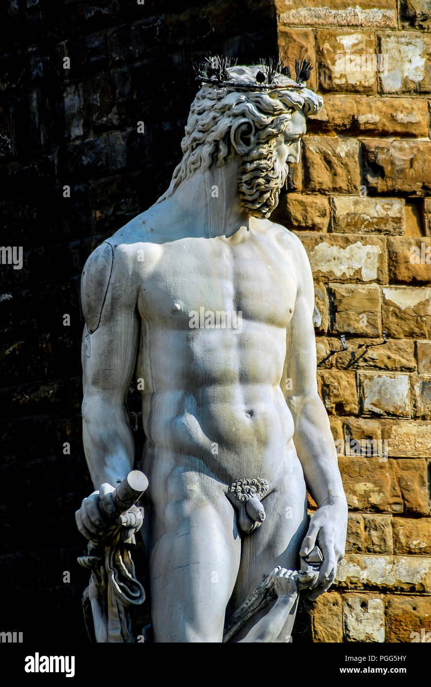 Florenz - 28. SEPTEMBER: der Brunnen von Neptun (close-up) in der Piazza della Signoria, Florenz, Italien, September 28.2009. Stockfoto