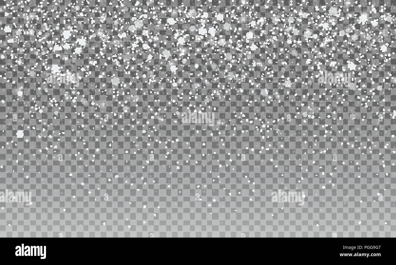 Ralistic Schnee. Vectror transparente Schnee Hintergrund. Weihnachten und Neujahr Dekoration Stock Vektor