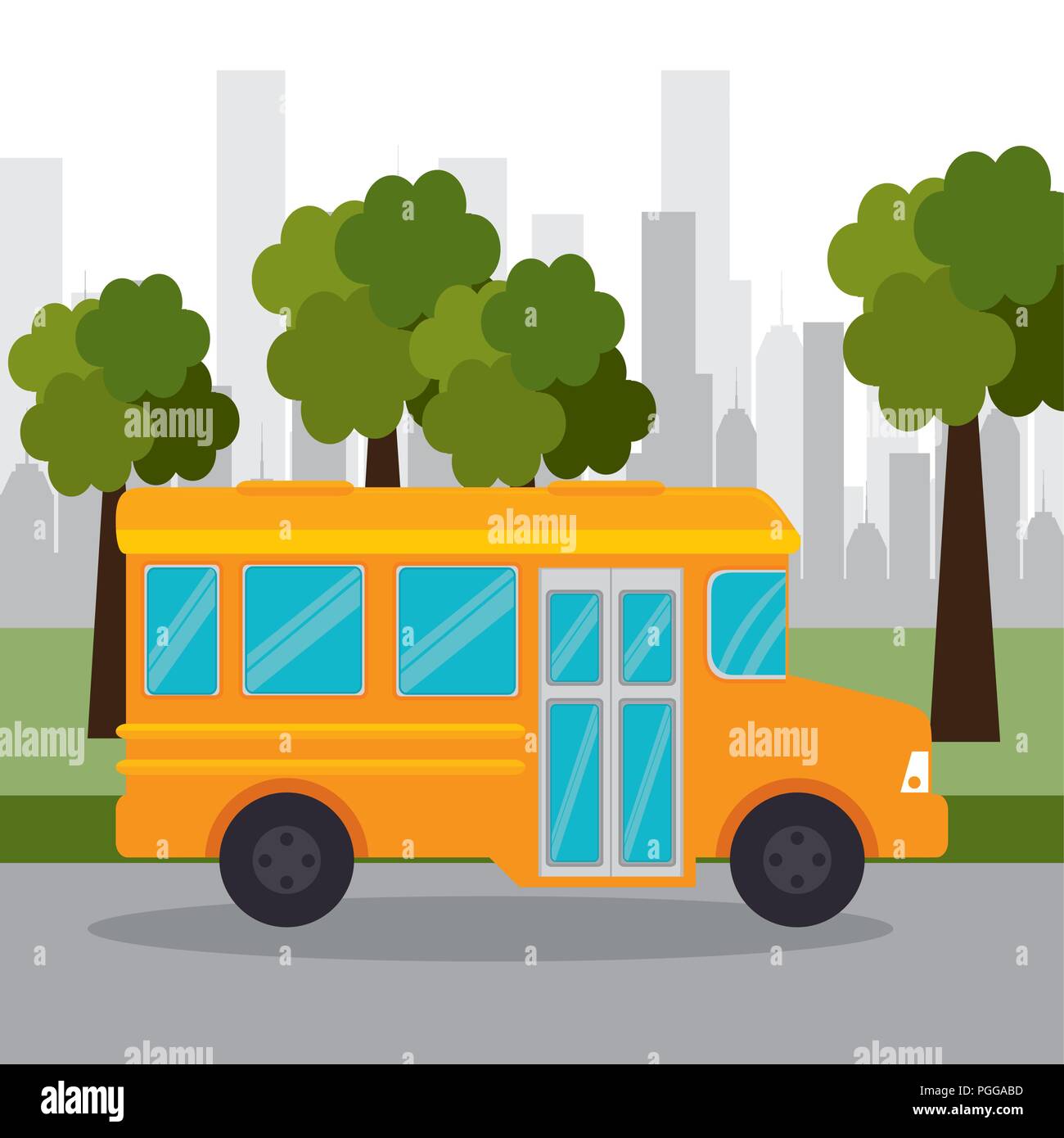 Bus Schule Baum urbane Ikone Stock Vektor