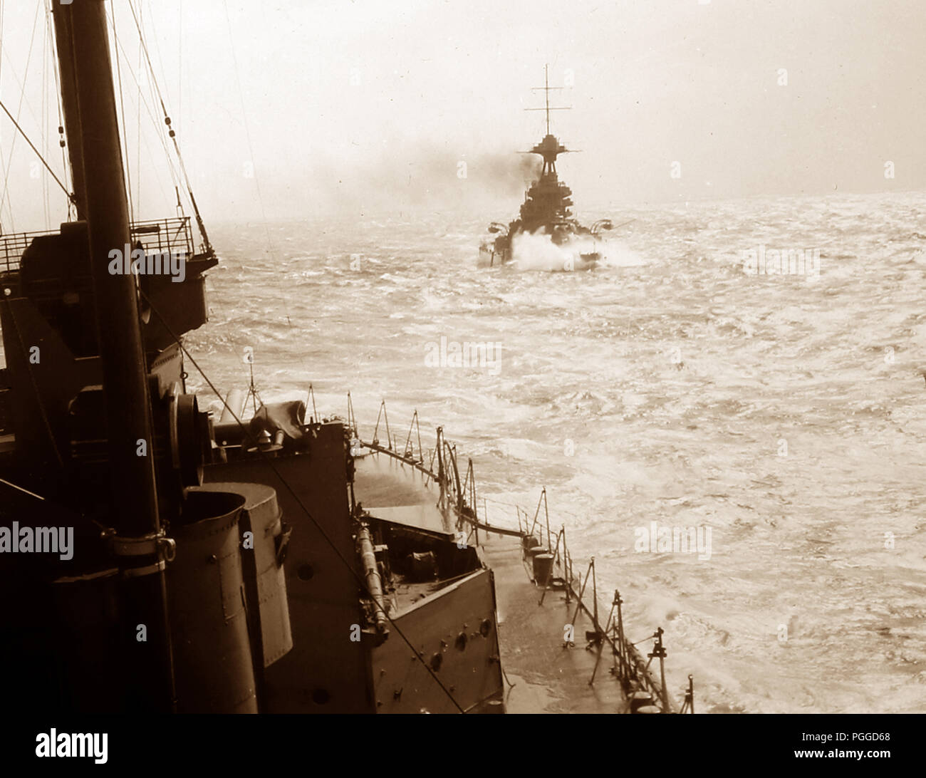 Royal Navy Schlachtschiffe im Einklang während WW 1. Stockfoto