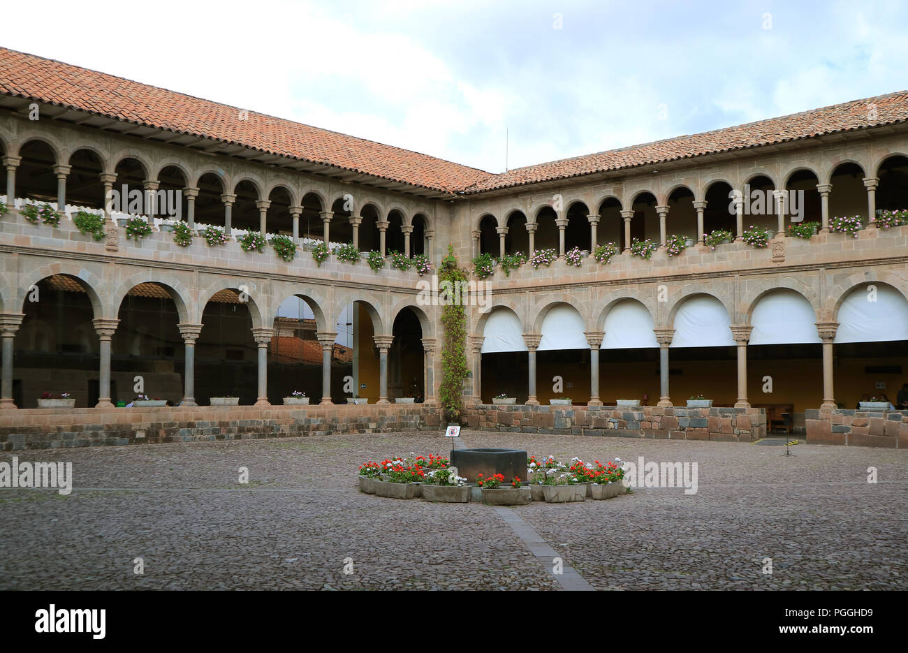 Das Courtyard Santo Domingo Kloster in Qoricancha ARCHÄOLOGISCHE STÄTTE, Cusco, Peru, Südamerika, UNESCO Weltkulturerbe Stockfoto