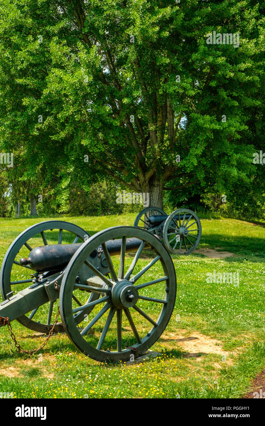 Verbündete Artillerie, Maryes Höhen, Fredericksburg & Spotsylvania National Military Park, Lafayette Boulevard, Fredericksburg, Virginia Stockfoto