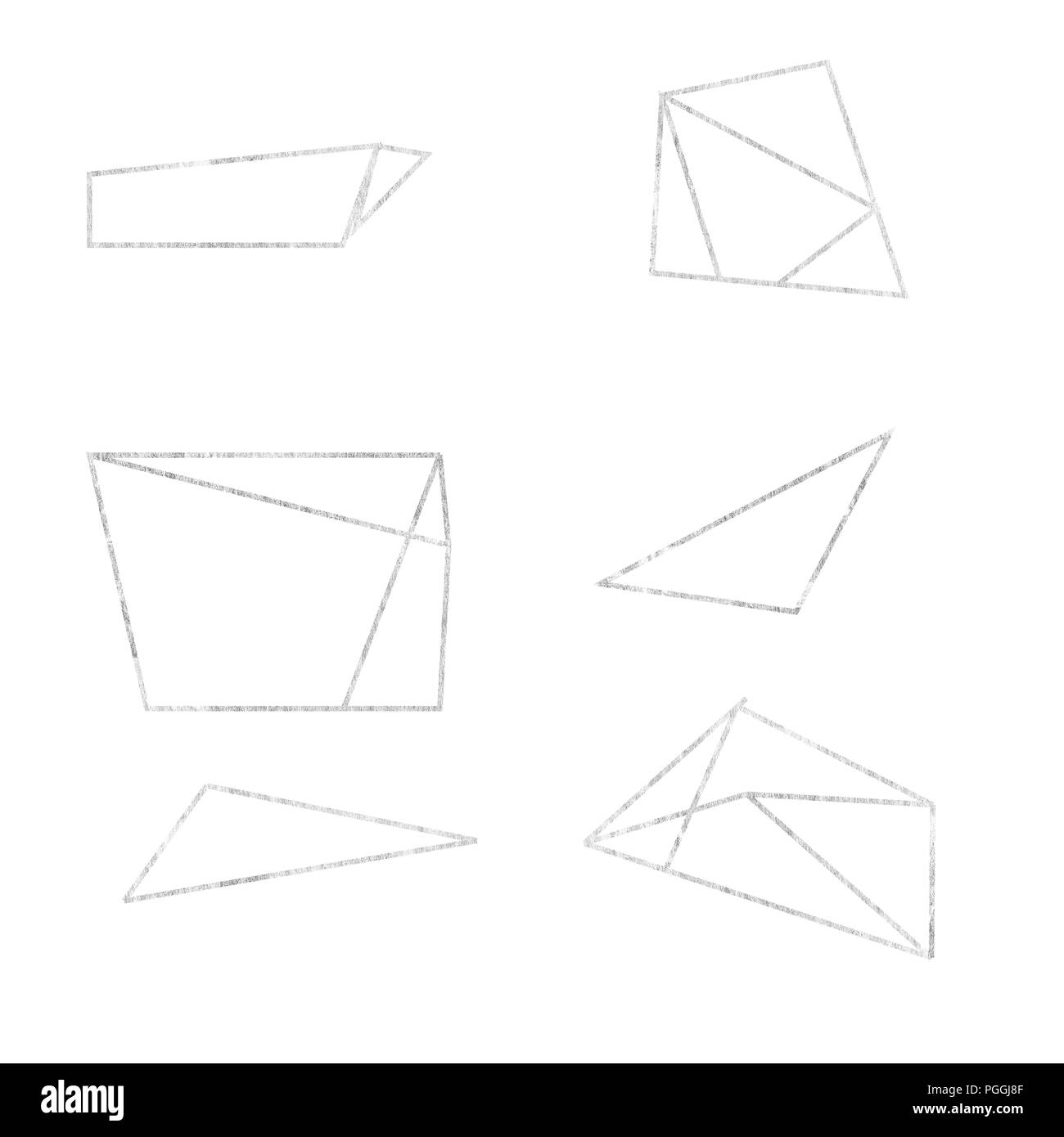 Aquarell polygonalen Frames festlegen. Silber Dreiecke, geometrischen Formen. Ideal für Hochzeit, Einladungen, blogs, Vorlage Karte, Geburtstag, Baby, Karten, gre Stockfoto