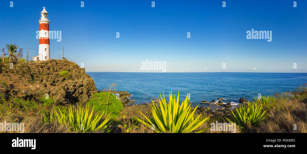 Pointe aux Höhlen auch als Albion Leuchtturm bekannt. Panorama. Mauritius Stockfoto