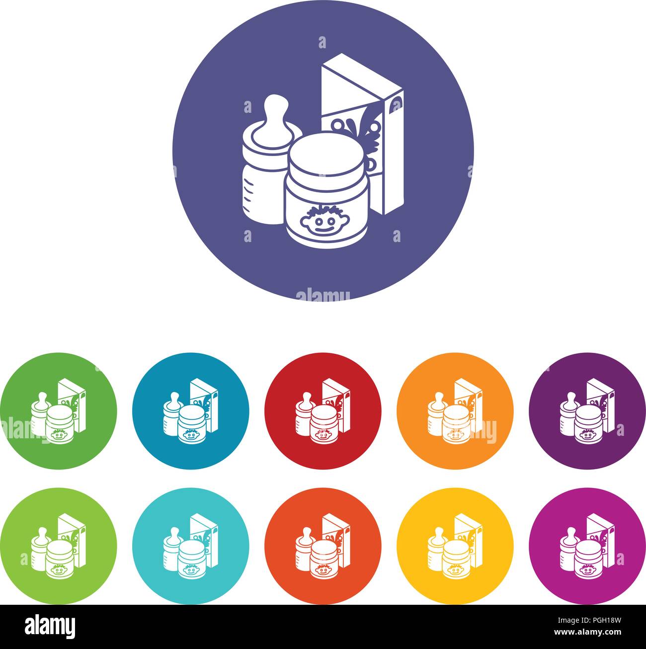 Babynahrung Icons Set Vector Farbe Stock Vektor