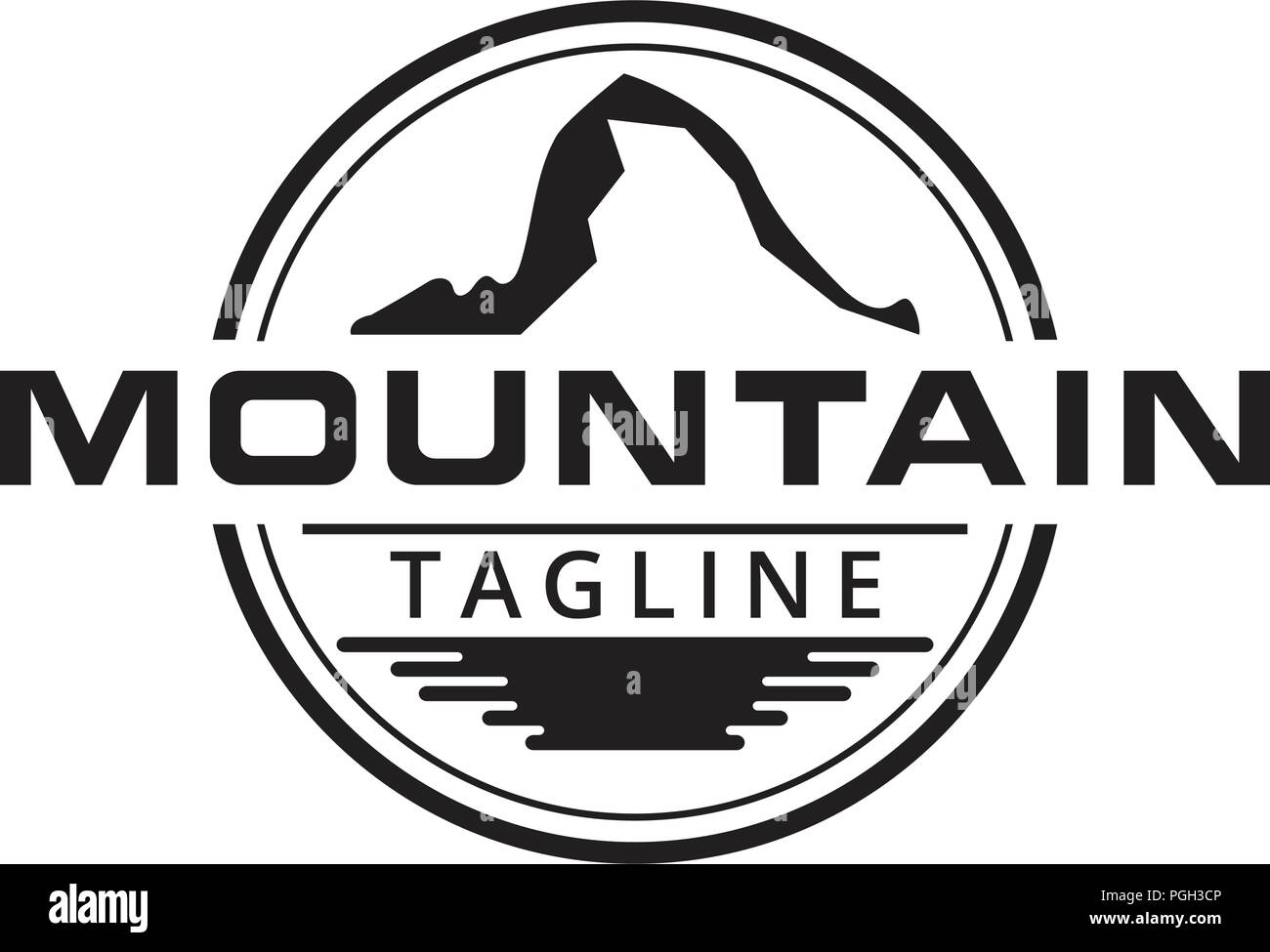 Abbildung: Berg und Wasser die Oberfläche Logo Design Stock Vektor