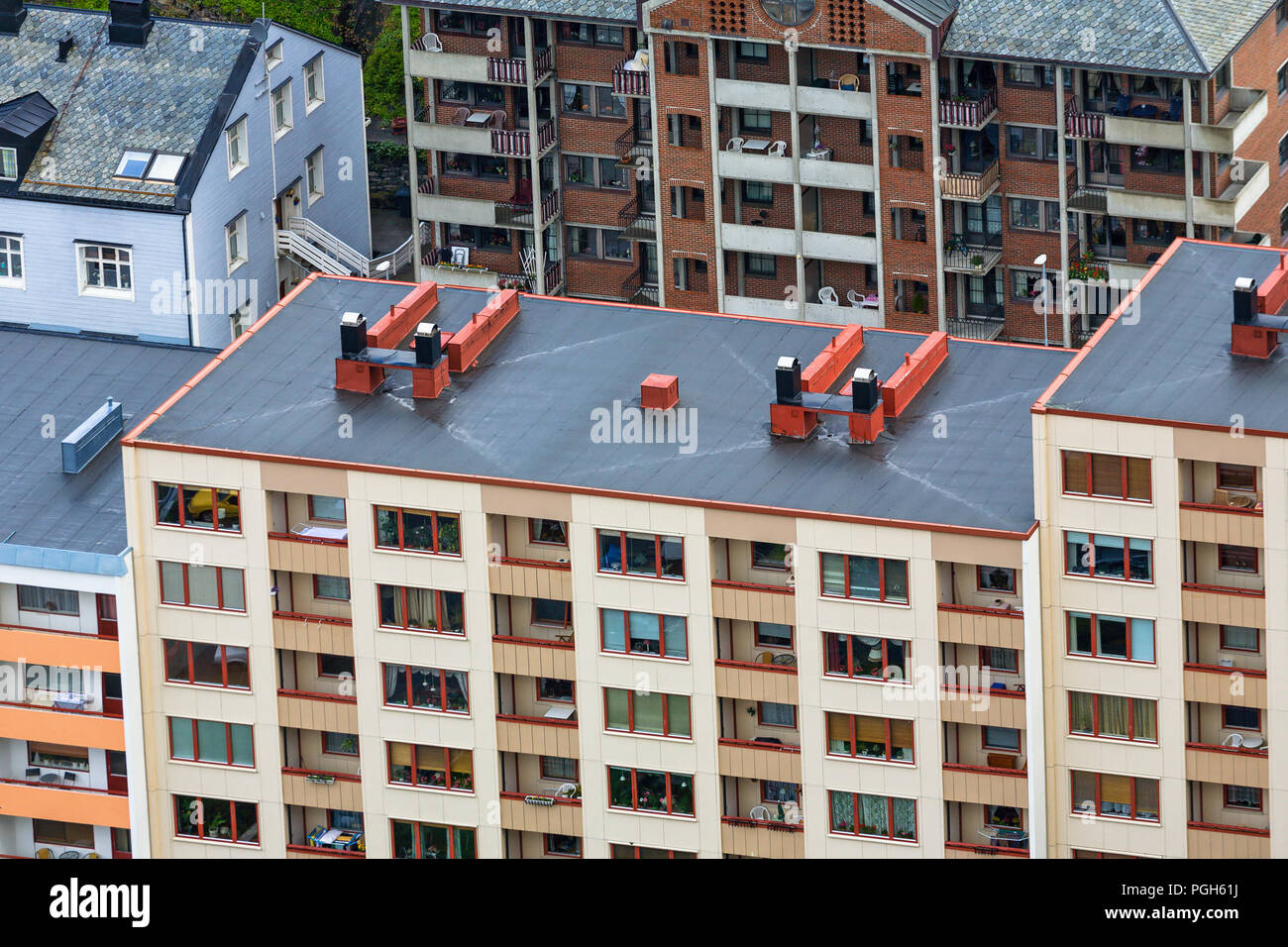 Apartment Gebäude von oben Stockfoto