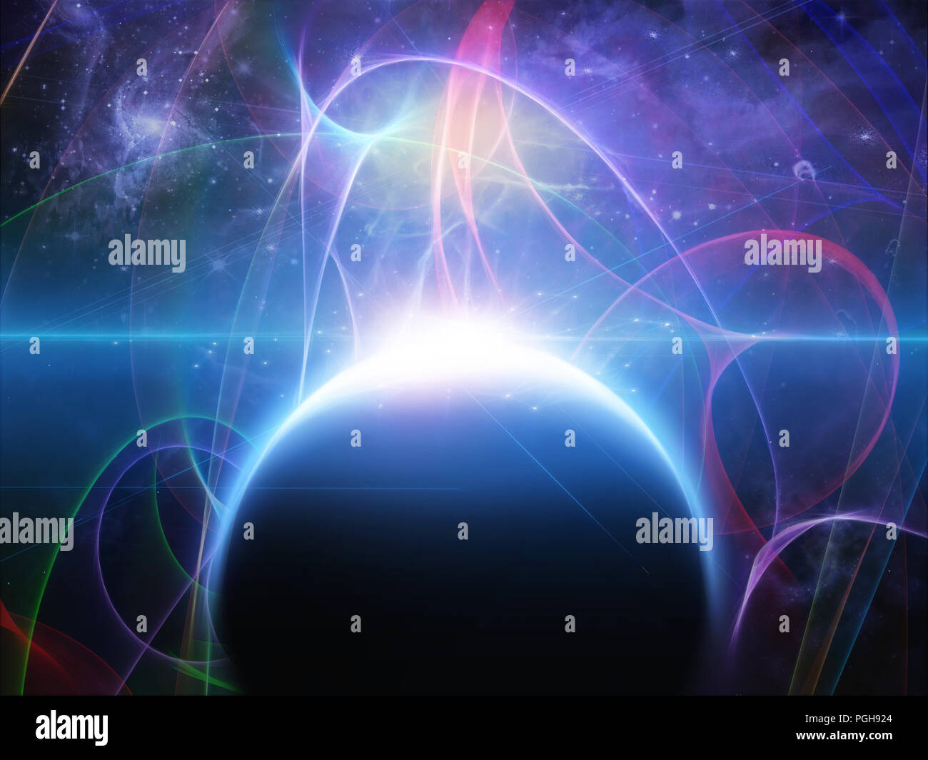 Planeten mit nebulösen Filamente Stockfoto
