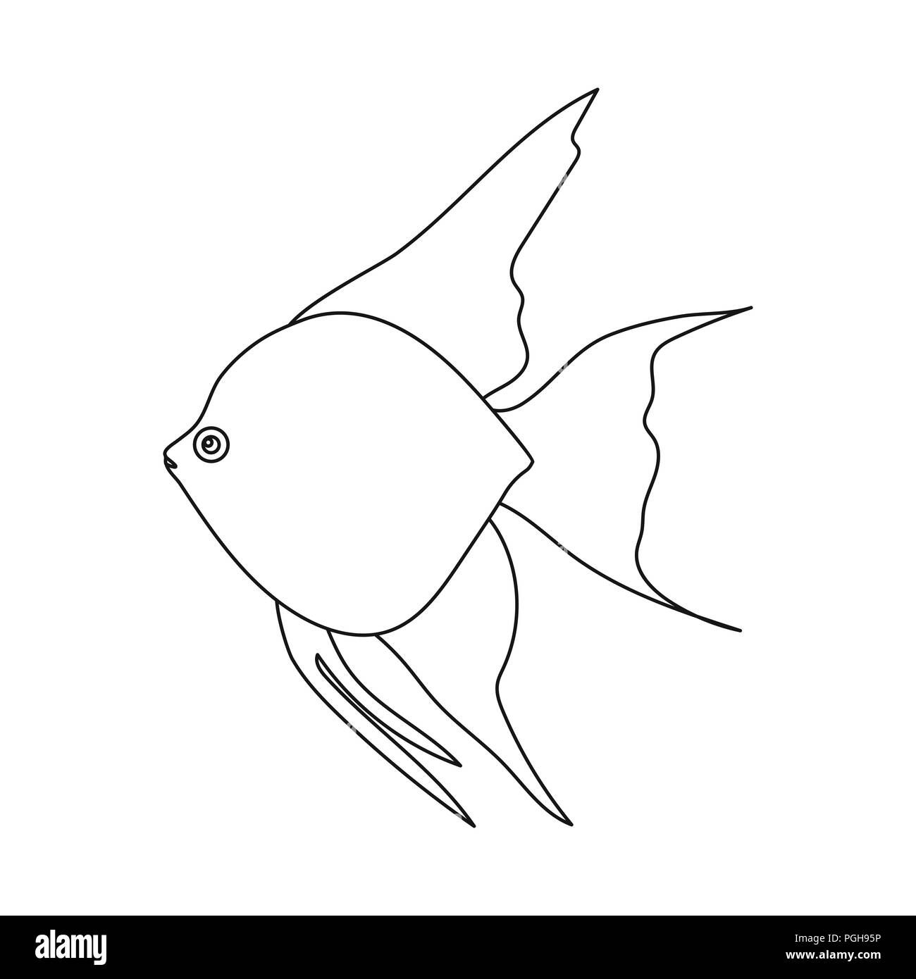Kaiserfisch fisch Symbol skizzieren. Singe aquarium fisch Symbol aus dem Meer, Ozean Leben umreißen. Stock Vektor