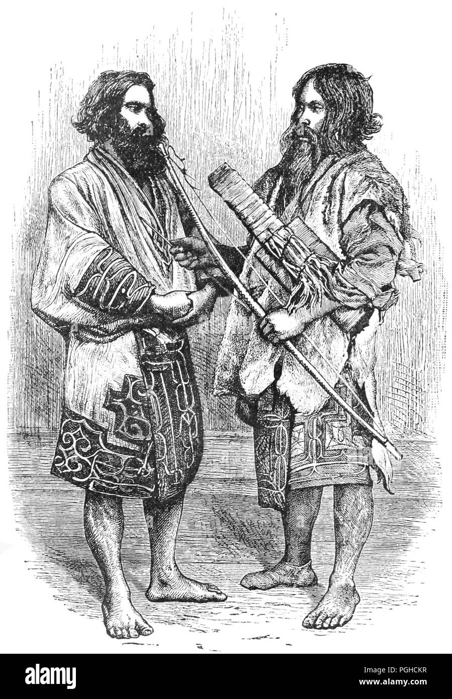 Abbildung von zwei ainu Männer. Die ainu oder Aynu sind Ureinwohner von