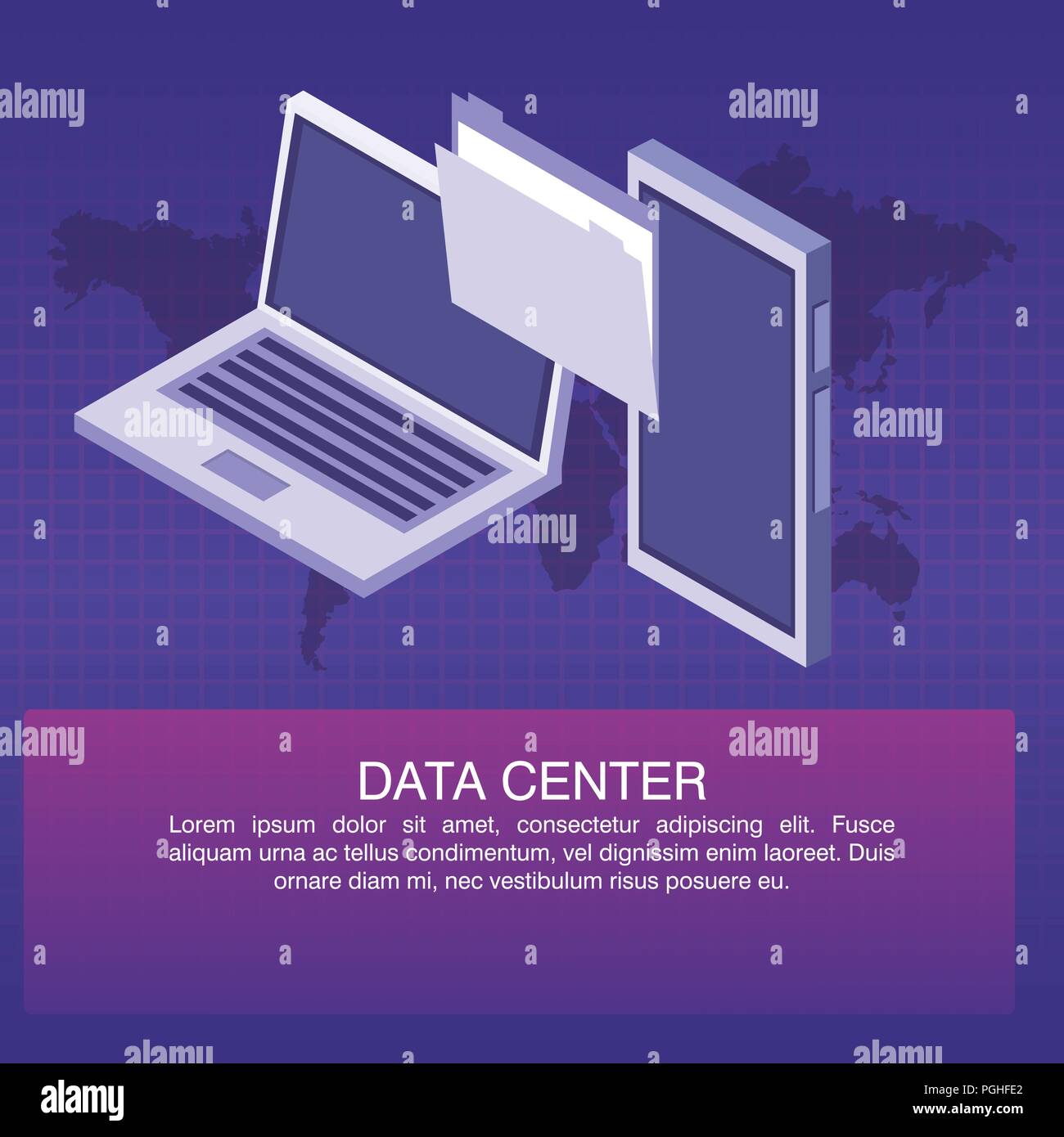 Data Center Plakat mit Informationen Stock Vektor