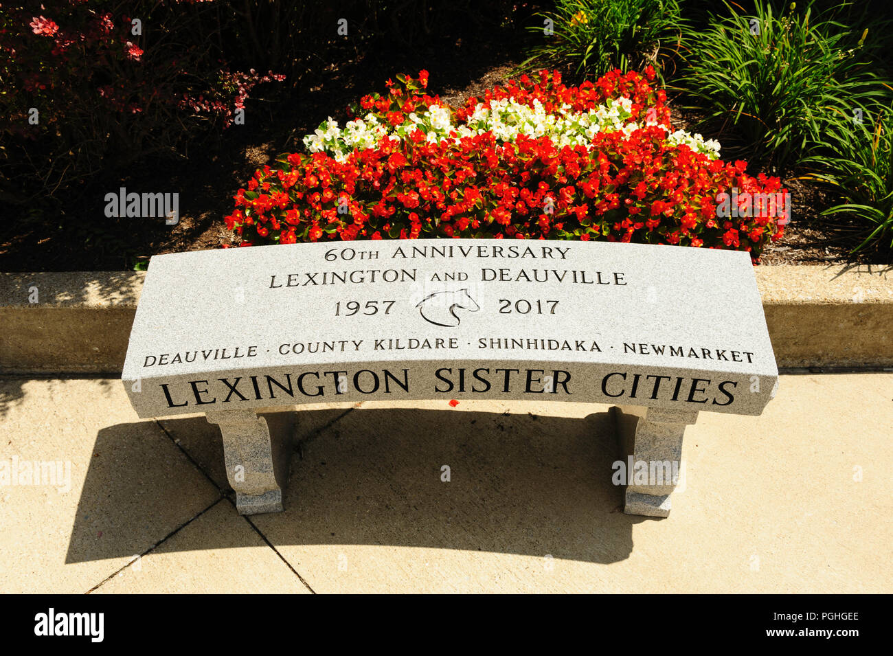 Lexington Schwester Städte mit Deauville, Grafschaft Kildare, Shinhidaka, und Newmarket Stockfoto
