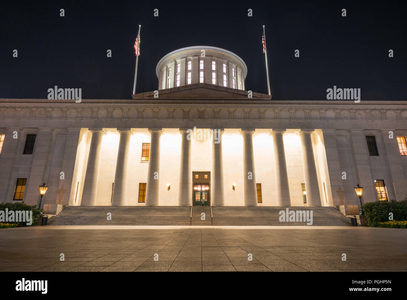 Fassade des Ohio Gebäude in der Nacht in Columbus, Ohio Stockfoto
