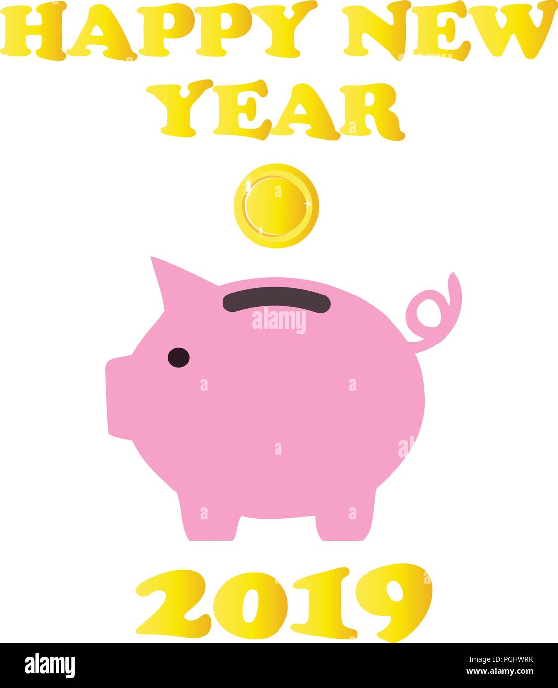 Vector Illustration eines piggy Bank neues Jahr 2019 Stock Vektor