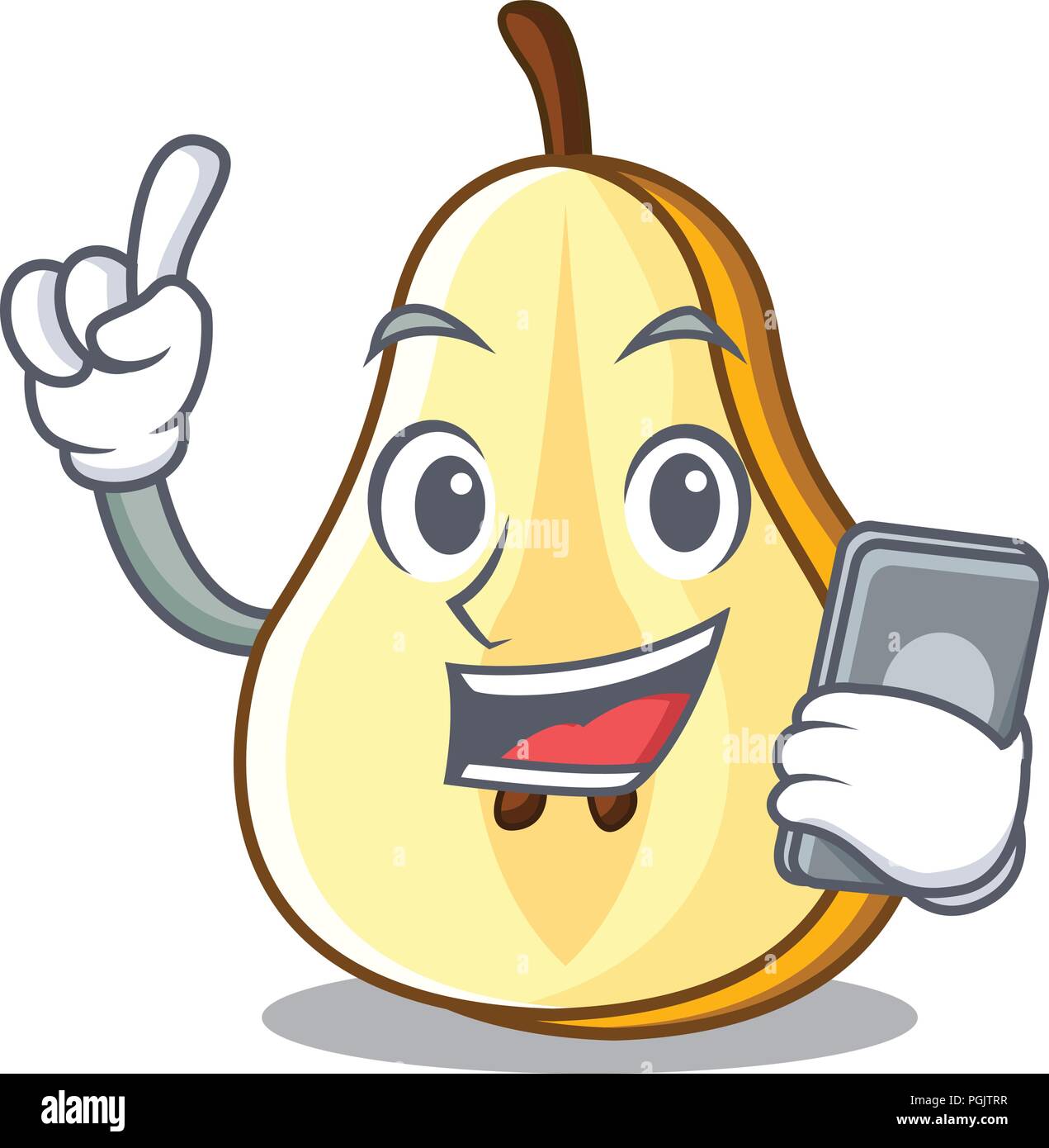 Mit phone Charakter cartoon Frische grüne Birne gesamten Vektor illustration Stock Vektor