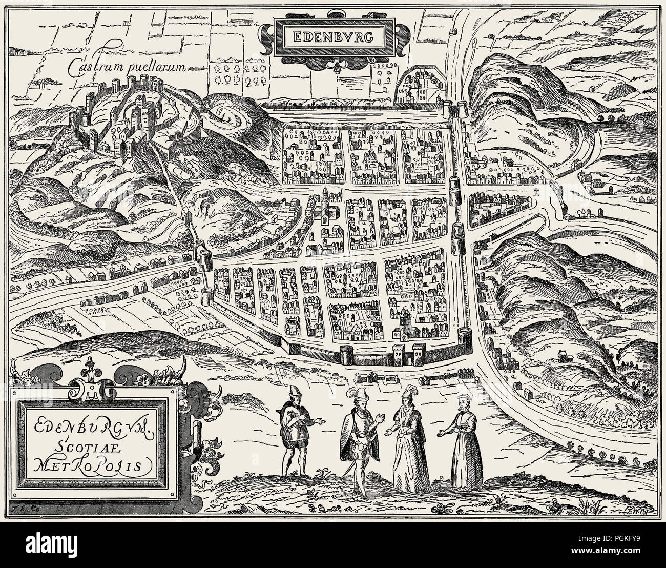 Plan der Burg von Edinburgh im Jahr 1575 Stockfoto